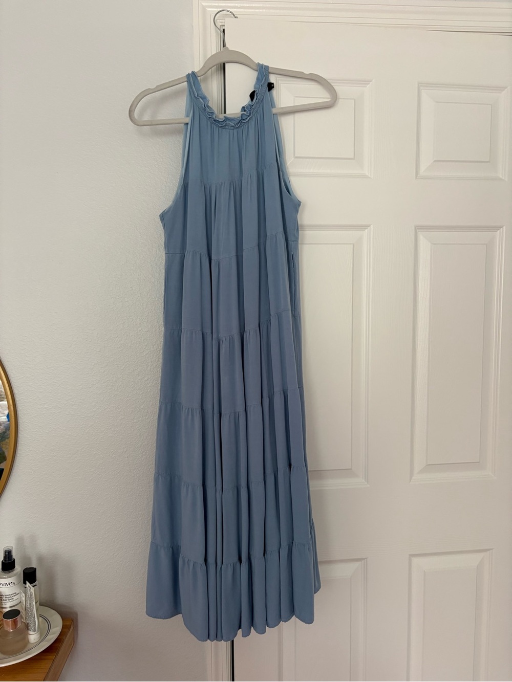 HAEOF Summer Sleeveless Midi Maxi Boho Light Blue Dress